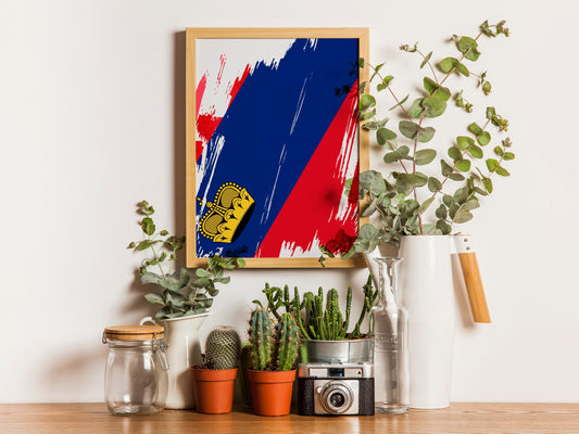 Liechtenstein Flag Print | Liechtenstein Poster | Liechtenstein Wall art print | Liechtenstein Home Decoration | Unframed