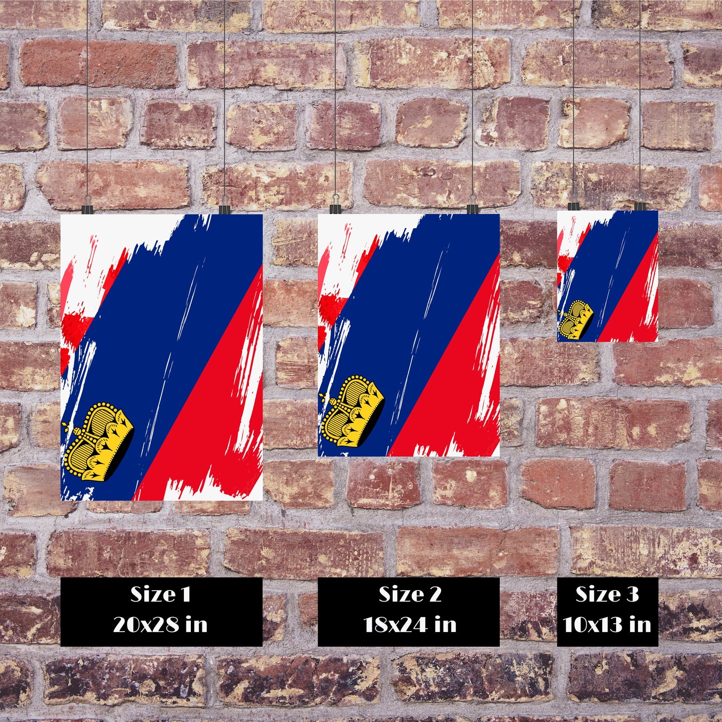 Liechtenstein Flag Print | Liechtenstein Poster | Liechtenstein Wall art print | Liechtenstein Home Decoration | Unframed