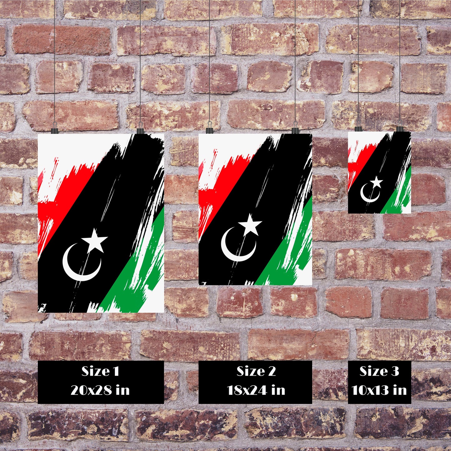 Libya Flag Print | Libya Poster | Libya Wall art print | Libya Home Decoration | Unframed