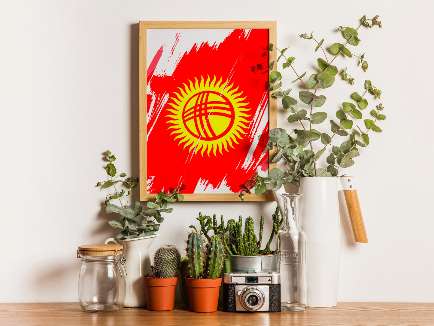 Kyrgyzstan Flag Print | Kyrgyzstan Poster | Kyrgyzstan Wall art print | Kyrgyzstan Home Decoration | Unframed