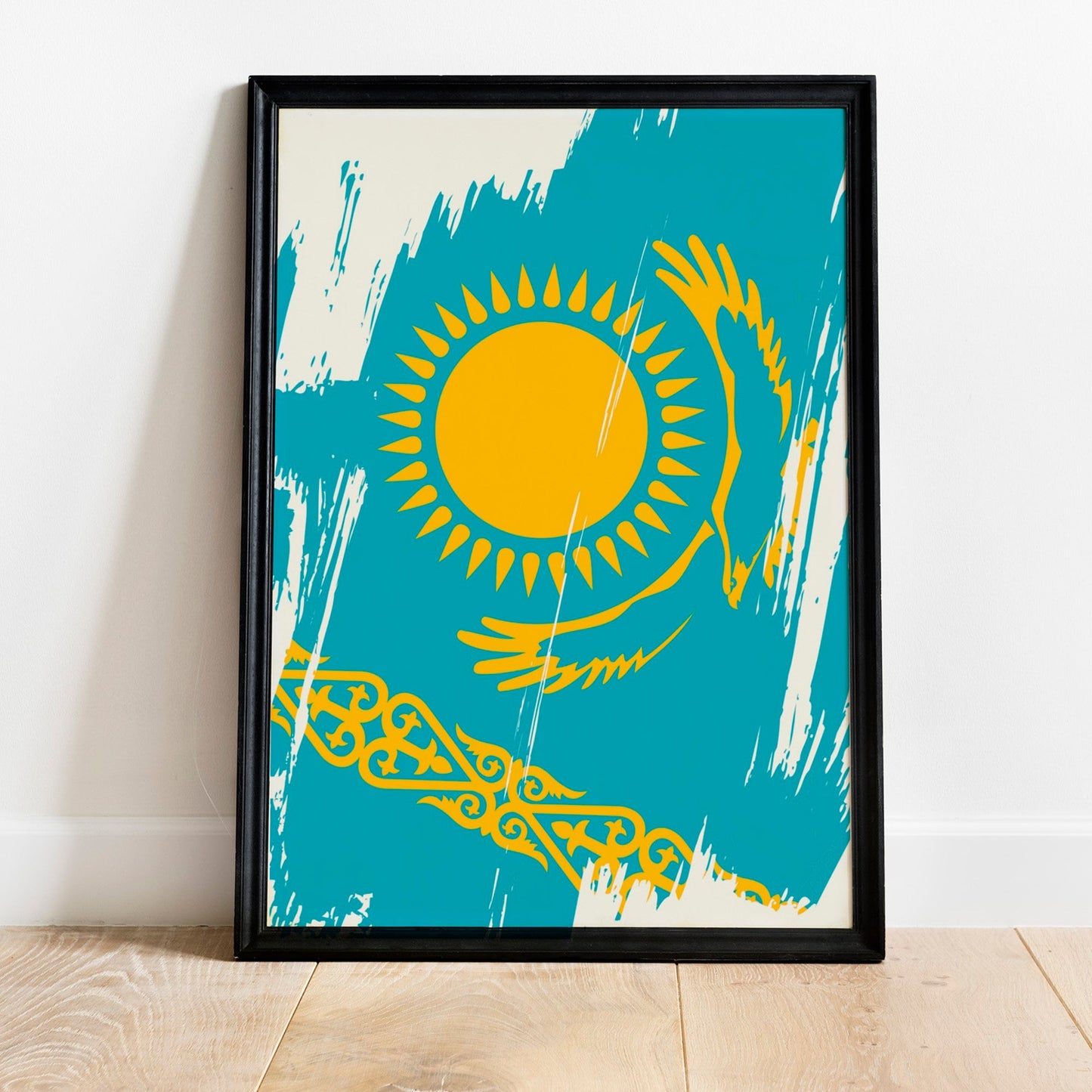 Kazakhstan Flag Print | Kazakhstan Poster | Kazakhstan Wall art print | Kazakhstan Home Decoration | Unframed