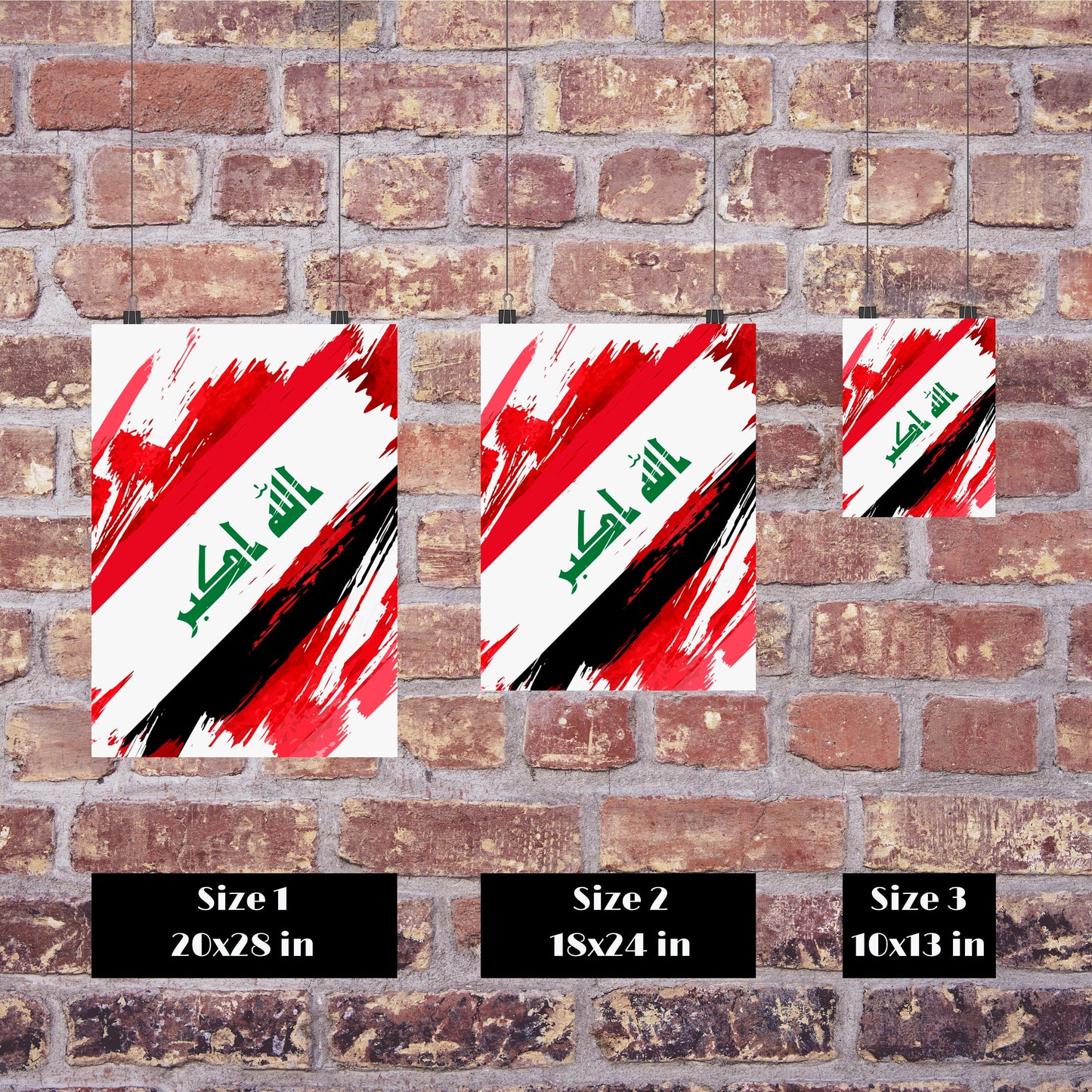 Iraq Flag Print | Iraq Poster | Iraq Wall art print | Iraq Home Decoration | Unframed