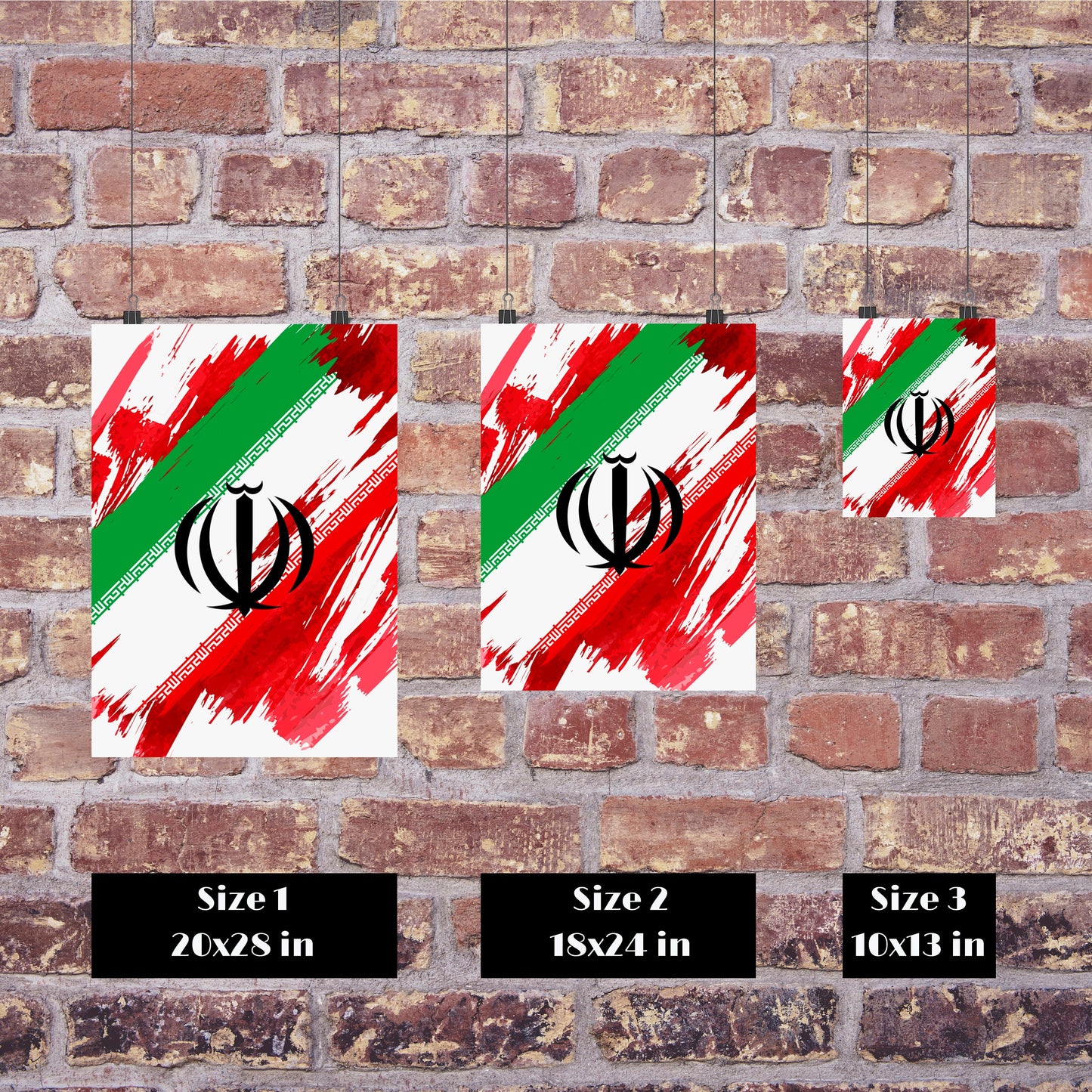 Iran Flag Print | Iran Poster | Iran Wall art print | Iran Home Decoration | Unframed