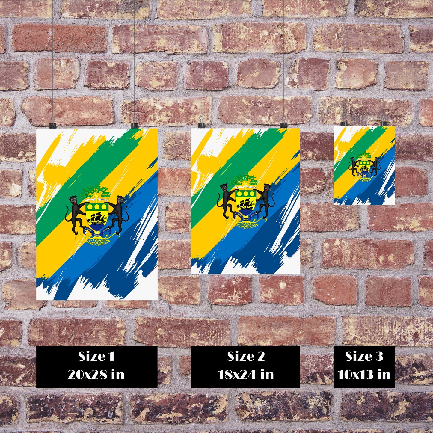 Gabon Flag Print | Gabon Poster | Gabon Wall art print | Gabon Home Decoration | Unframed