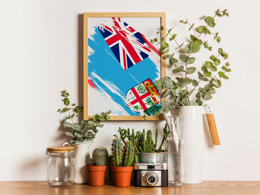 Fiji Flag Print | Fiji Poster | Fiji Wall art print | Fiji Home Decoration | Unframed