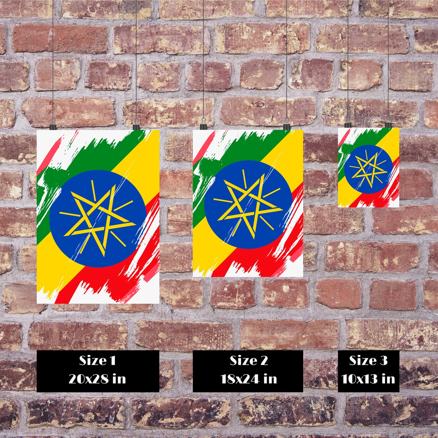 Ethiopia Flag Print | Ethiopia Poster | Ethiopia Wall art print | Ethiopia Home Decoration | Unframed