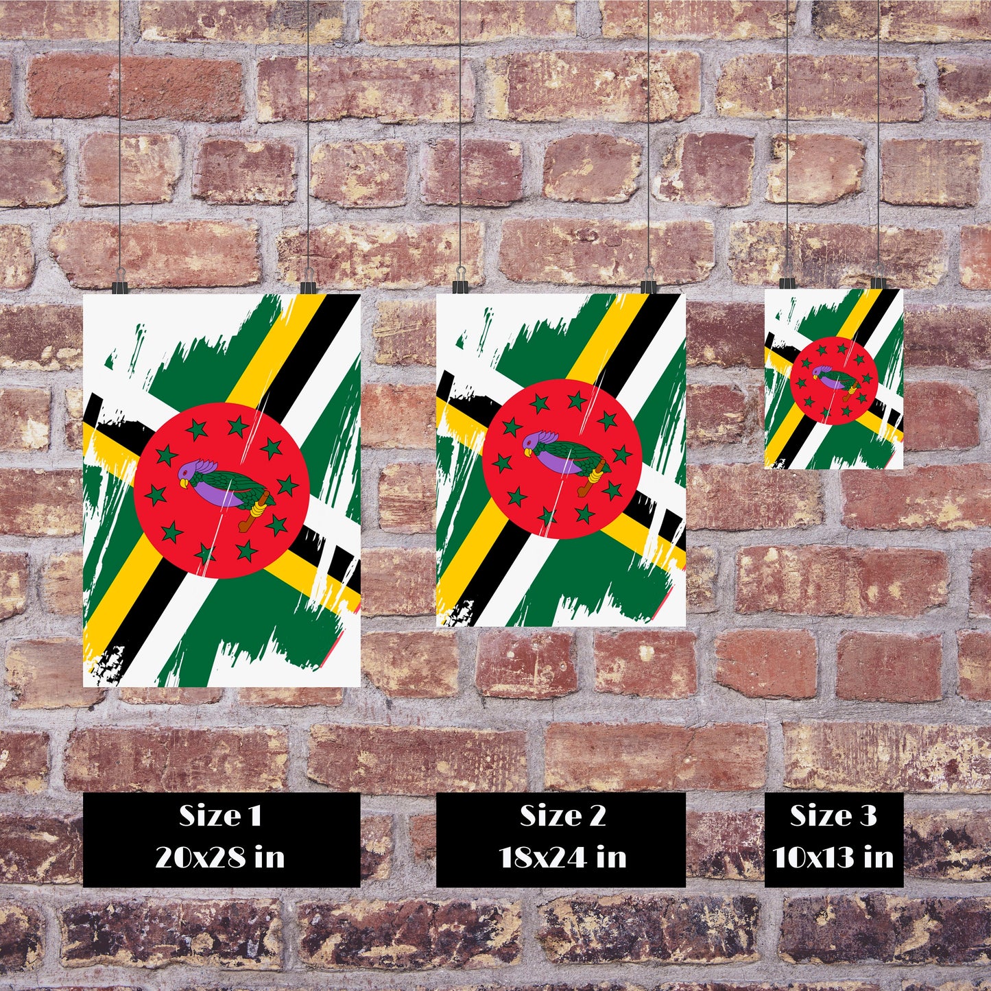 Dominica Flag Print | Dominica Poster | Dominica Wall art print | Dominica Home Decoration | Unframed