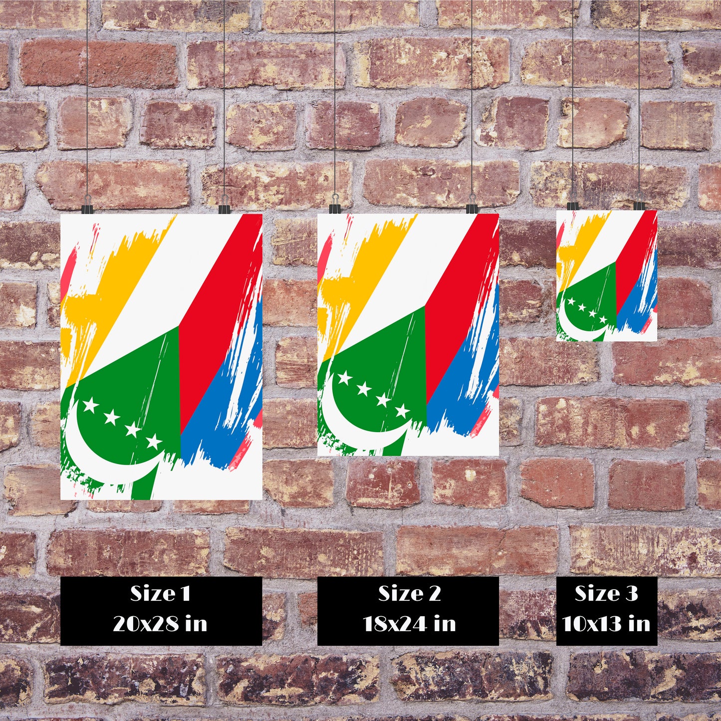 Comoros Flag Print | Comoros Poster | Comoros Wall art print | Comoros Home Decoration | Unframed