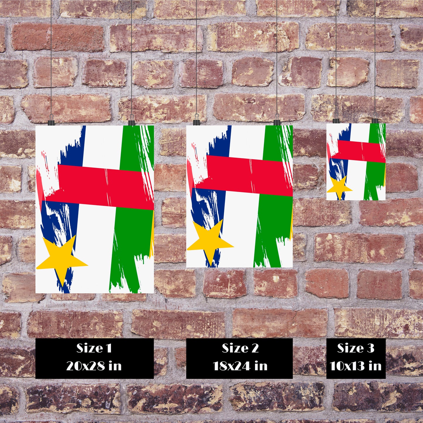 Central African Republic Flag Print | Central African Republic Poster | Central African Republic Wall art print | Unframed