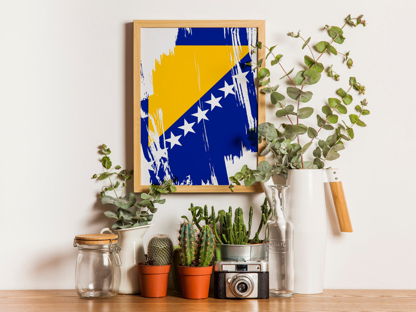 Bosnia and Herzegovina Flag Print | Bosnia and Herzegovina Poster | Bosnia and Herzegovina Wall art print | Unframed