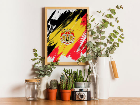 Belgium Flag Print | Belgium Poster | Belgium Wall art print | Belgium Home Decoration | Unframed