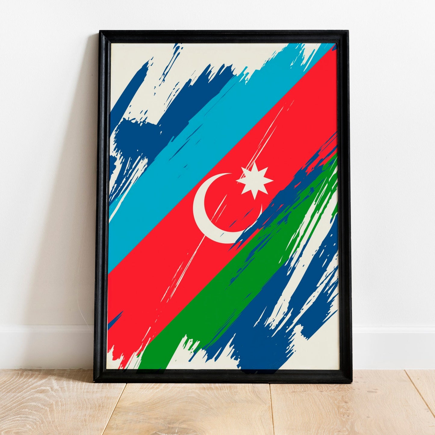 Azerbaijan Flag Print | Azerbaijan Poster | Azerbaijan Wall art print | Azerbaijan Home Decoration | Unframed