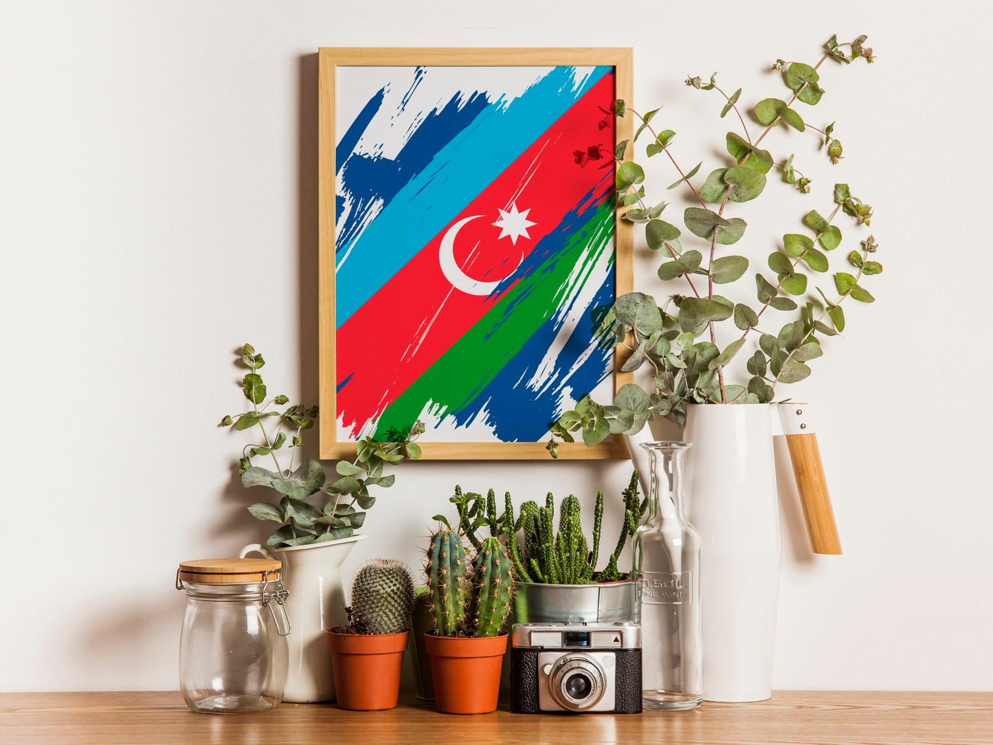 Azerbaijan Flag Print | Azerbaijan Poster | Azerbaijan Wall art print | Azerbaijan Home Decoration | Unframed