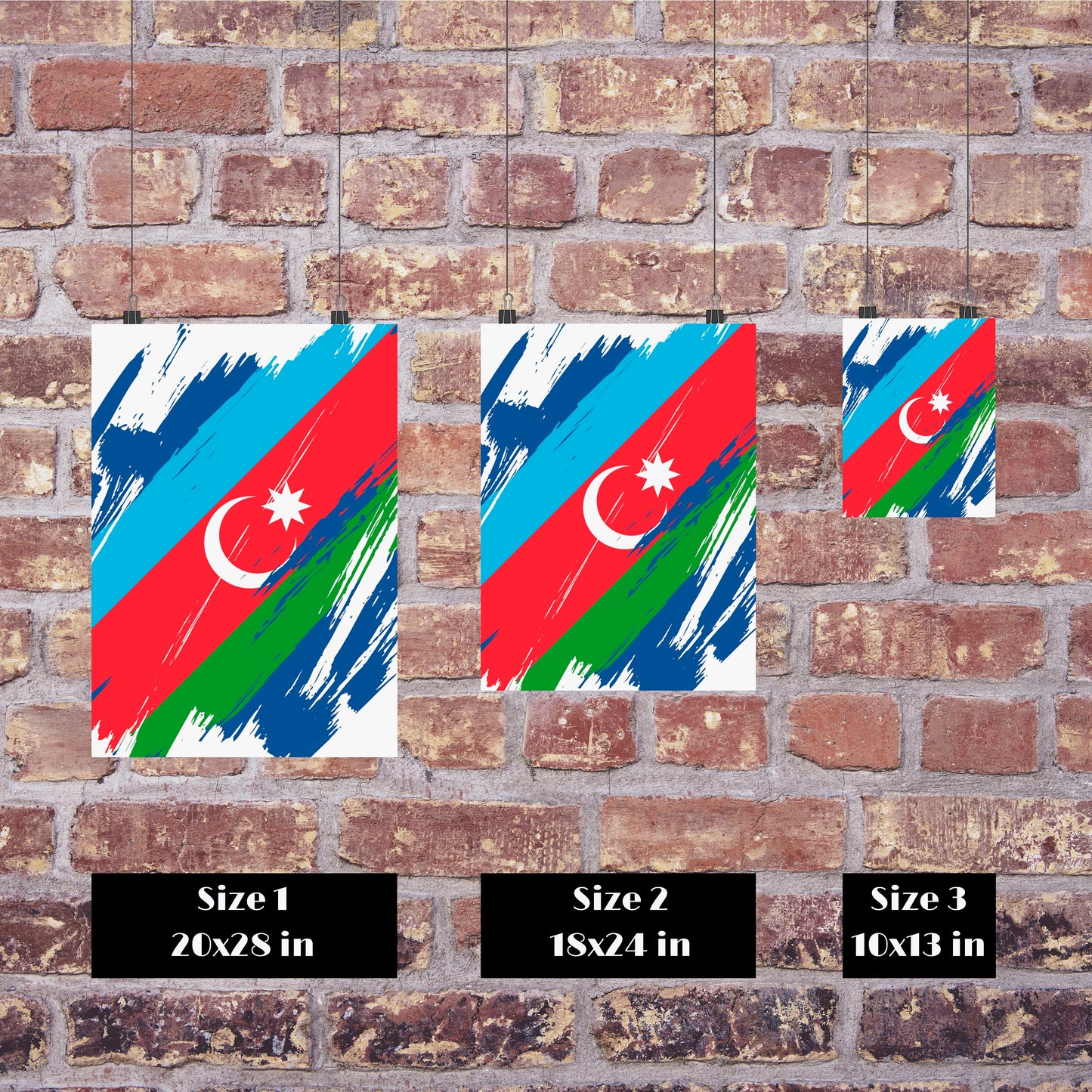 Azerbaijan Flag Print | Azerbaijan Poster | Azerbaijan Wall art print | Azerbaijan Home Decoration | Unframed