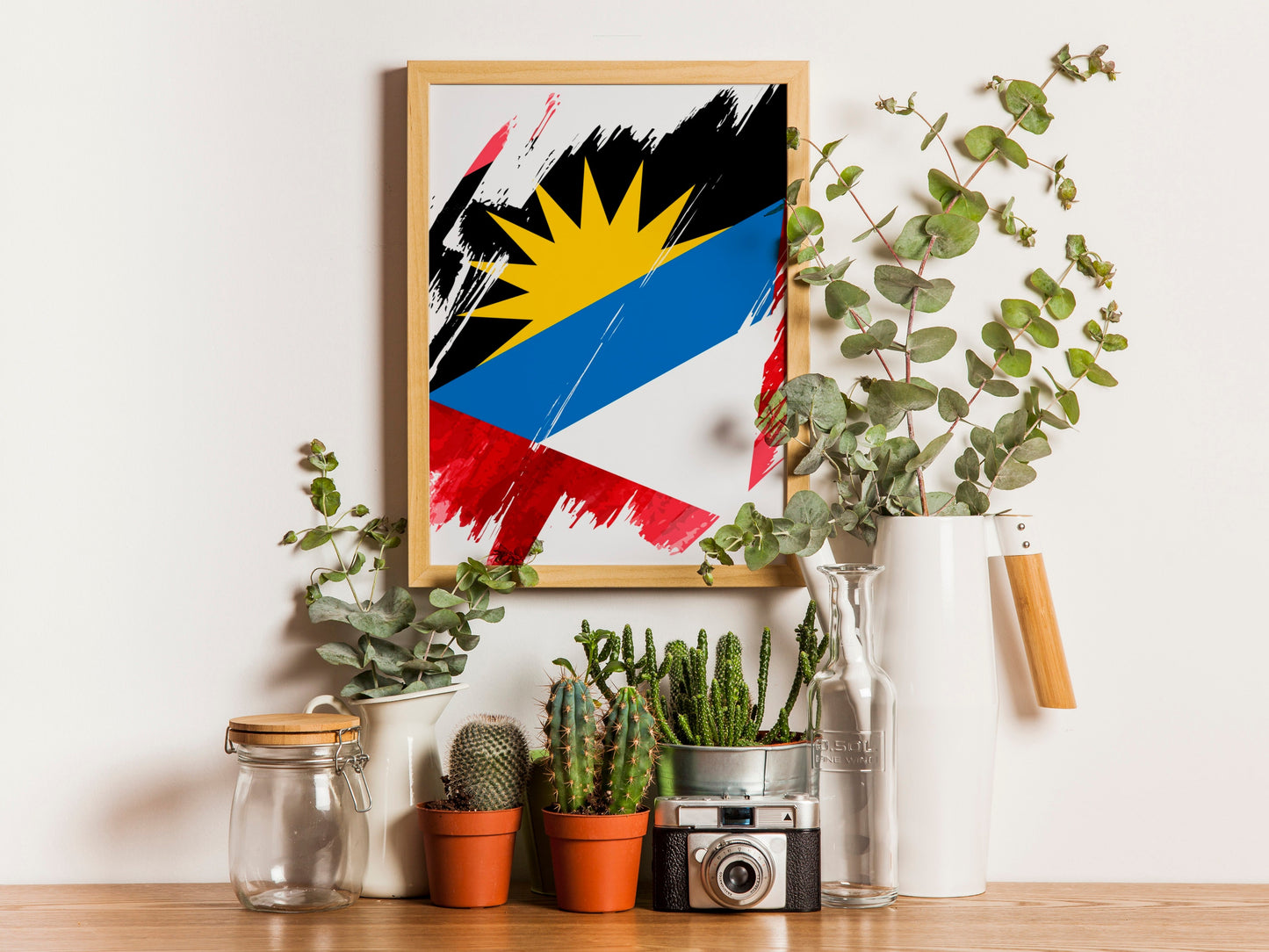 Antigua and Barbuda Flag Print | Antigua and Barbuda Poster | Antigua and Barbuda Wall Art | Antigua and Barbuda Home Decoration | Unframed