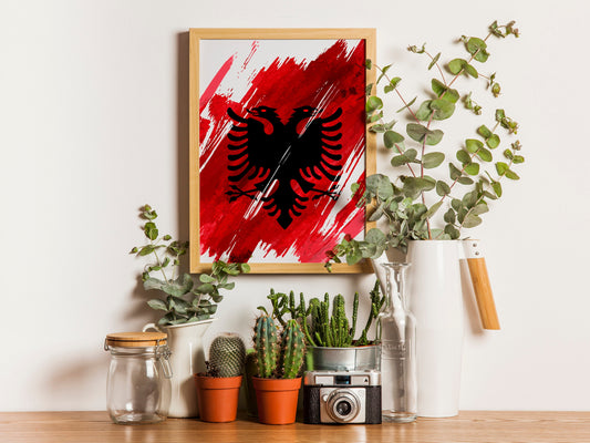 Albania Flag Print | Albania Poster | Albania Wall art print | Albania Home Decoration | Unframed